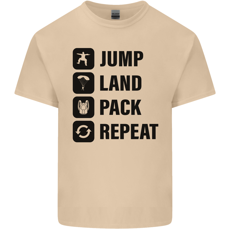 Skydiving Jump Land Pack Funny Skydiver Mens Cotton T-Shirt Tee Top Sand