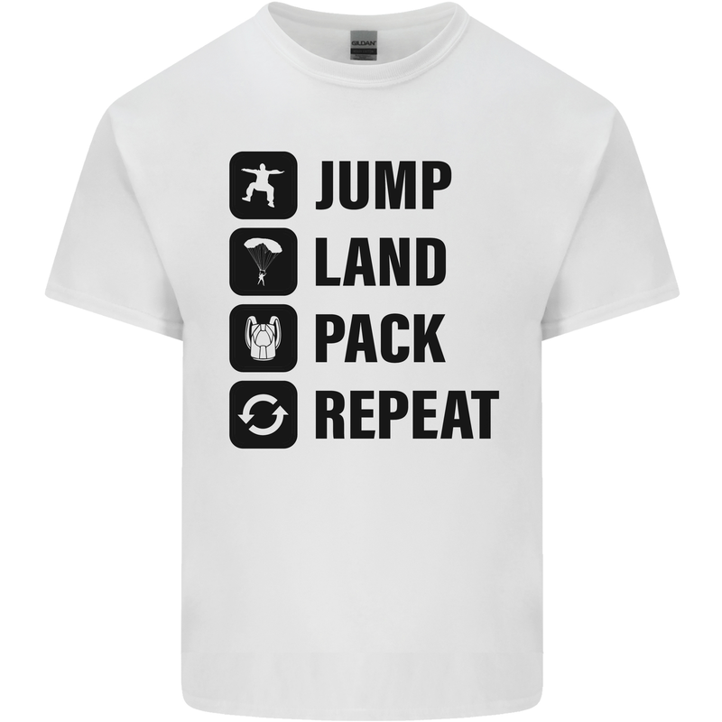 Skydiving Jump Land Pack Funny Skydiver Mens Cotton T-Shirt Tee Top White