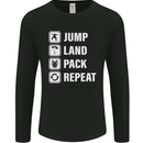 Skydiving Jump Land Pack Funny Skydiver Mens Long Sleeve T-Shirt Black