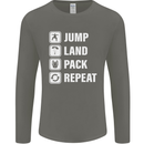 Skydiving Jump Land Pack Funny Skydiver Mens Long Sleeve T-Shirt Charcoal