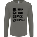 Skydiving Jump Land Pack Funny Skydiver Mens Long Sleeve T-Shirt Charcoal