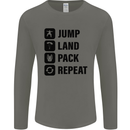 Skydiving Jump Land Pack Funny Skydiver Mens Long Sleeve T-Shirt Charcoal
