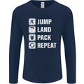 Skydiving Jump Land Pack Funny Skydiver Mens Long Sleeve T-Shirt Navy Blue