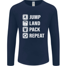 Skydiving Jump Land Pack Funny Skydiver Mens Long Sleeve T-Shirt Navy Blue