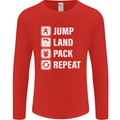 Skydiving Jump Land Pack Funny Skydiver Mens Long Sleeve T-Shirt Red
