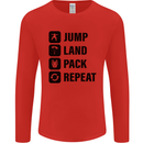 Skydiving Jump Land Pack Funny Skydiver Mens Long Sleeve T-Shirt Red