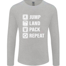 Skydiving Jump Land Pack Funny Skydiver Mens Long Sleeve T-Shirt Sports Grey