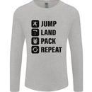 Skydiving Jump Land Pack Funny Skydiver Mens Long Sleeve T-Shirt Sports Grey