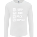 Skydiving Jump Land Pack Funny Skydiver Mens Long Sleeve T-Shirt White