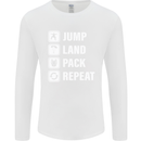 Skydiving Jump Land Pack Funny Skydiver Mens Long Sleeve T-Shirt White