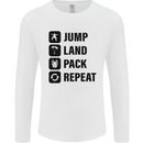 Skydiving Jump Land Pack Funny Skydiver Mens Long Sleeve T-Shirt White