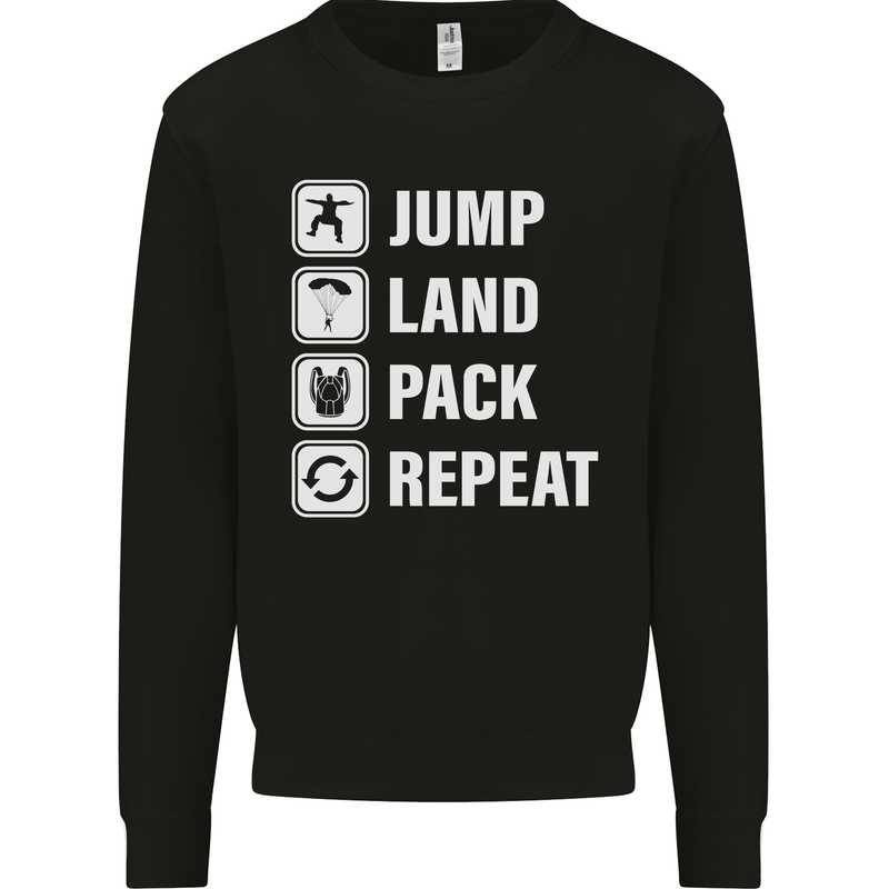 Skydiving Jump Land Pack Funny Skydiver Mens Sweatshirt Jumper Black