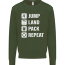 Skydiving Jump Land Pack Funny Skydiver Mens Sweatshirt Jumper Forest Green