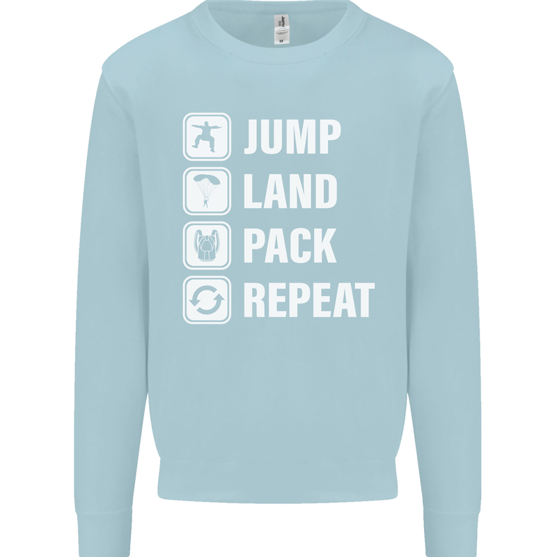 Skydiving Jump Land Pack Funny Skydiver Mens Sweatshirt Jumper Light Blue