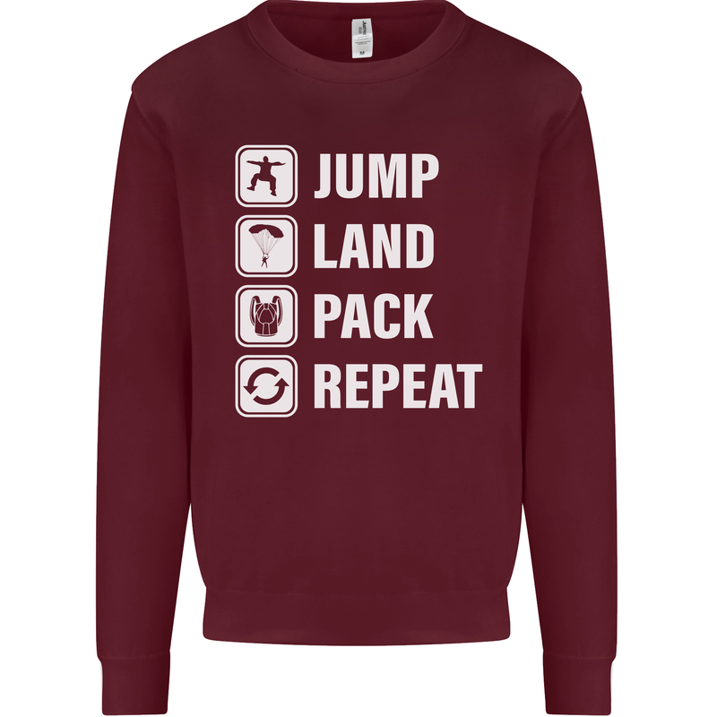 Skydiving Jump Land Pack Funny Skydiver Mens Sweatshirt Jumper Maroon
