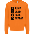 Skydiving Jump Land Pack Funny Skydiver Mens Sweatshirt Jumper Orange