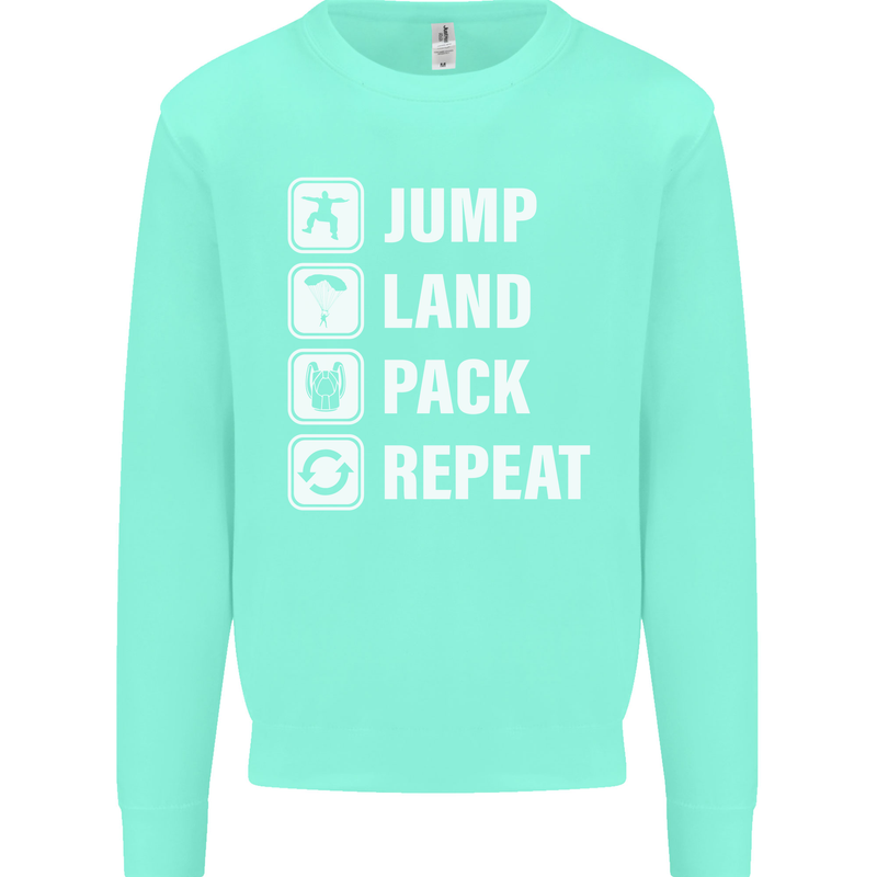Skydiving Jump Land Pack Funny Skydiver Mens Sweatshirt Jumper Peppermint