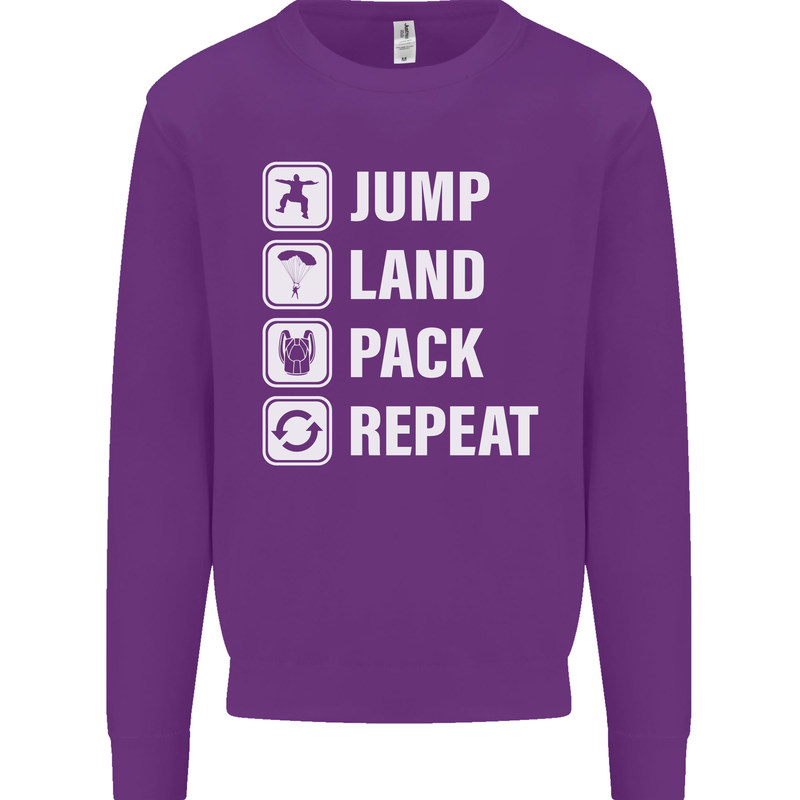 Skydiving Jump Land Pack Funny Skydiver Mens Sweatshirt Jumper Purple