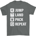 Skydiving Jump Land Pack Funny Skydiver Mens T-Shirt Cotton Gildan Charcoal