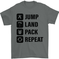 Skydiving Jump Land Pack Funny Skydiver Mens T-Shirt Cotton Gildan Charcoal