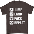Skydiving Jump Land Pack Funny Skydiver Mens T-Shirt Cotton Gildan Dark Chocolate