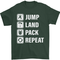 Skydiving Jump Land Pack Funny Skydiver Mens T-Shirt Cotton Gildan Forest Green