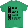 Skydiving Jump Land Pack Funny Skydiver Mens T-Shirt Cotton Gildan Irish Green