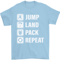 Skydiving Jump Land Pack Funny Skydiver Mens T-Shirt Cotton Gildan Light Blue