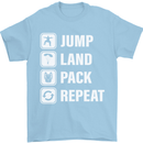 Skydiving Jump Land Pack Funny Skydiver Mens T-Shirt Cotton Gildan Light Blue