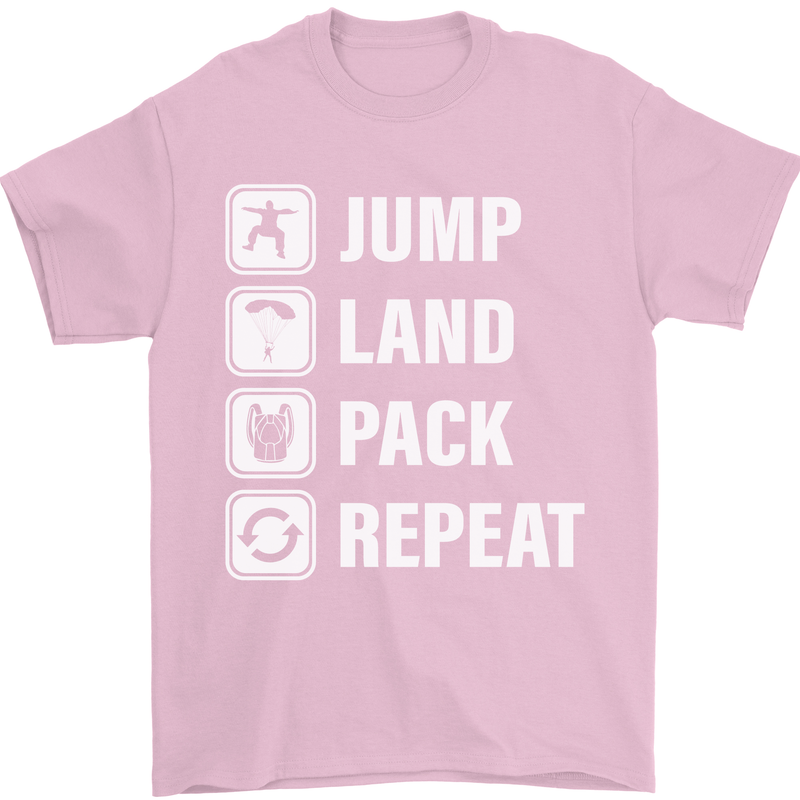 Skydiving Jump Land Pack Funny Skydiver Mens T-Shirt Cotton Gildan Light Pink