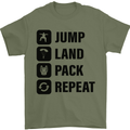 Skydiving Jump Land Pack Funny Skydiver Mens T-Shirt Cotton Gildan Military Green