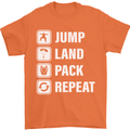 Skydiving Jump Land Pack Funny Skydiver Mens T-Shirt Cotton Gildan Orange