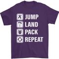 Skydiving Jump Land Pack Funny Skydiver Mens T-Shirt Cotton Gildan Purple