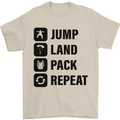 Skydiving Jump Land Pack Funny Skydiver Mens T-Shirt Cotton Gildan Sand