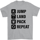 Skydiving Jump Land Pack Funny Skydiver Mens T-Shirt Cotton Gildan Sports Grey