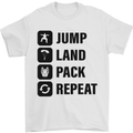 Skydiving Jump Land Pack Funny Skydiver Mens T-Shirt Cotton Gildan White