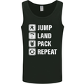 Skydiving Jump Land Pack Funny Skydiver Mens Vest Tank Top Black