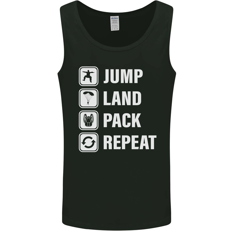 Skydiving Jump Land Pack Funny Skydiver Mens Vest Tank Top Black