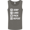 Skydiving Jump Land Pack Funny Skydiver Mens Vest Tank Top Charcoal