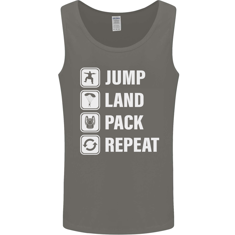 Skydiving Jump Land Pack Funny Skydiver Mens Vest Tank Top Charcoal