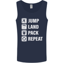 Skydiving Jump Land Pack Funny Skydiver Mens Vest Tank Top Navy Blue