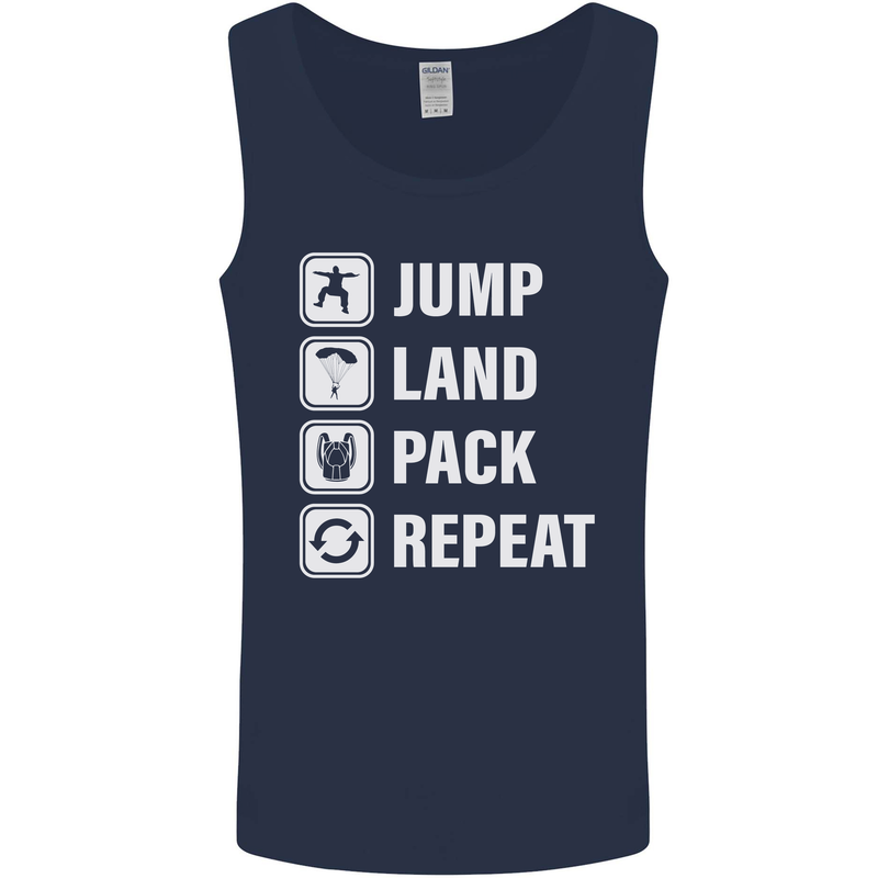 Skydiving Jump Land Pack Funny Skydiver Mens Vest Tank Top Navy Blue