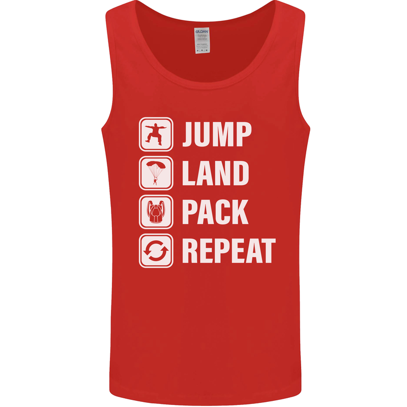 Skydiving Jump Land Pack Funny Skydiver Mens Vest Tank Top Red