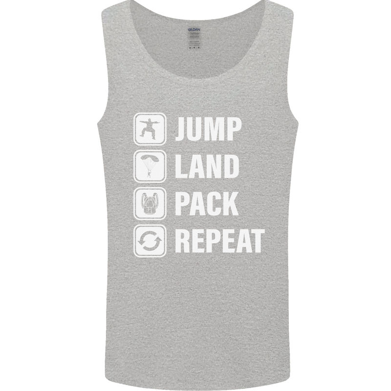 Skydiving Jump Land Pack Funny Skydiver Mens Vest Tank Top Sports Grey