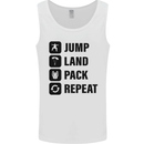 Skydiving Jump Land Pack Funny Skydiver Mens Vest Tank Top White