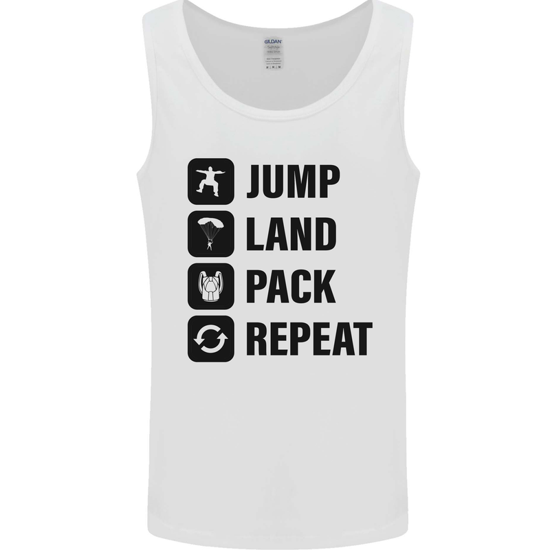 Skydiving Jump Land Pack Funny Skydiver Mens Vest Tank Top White