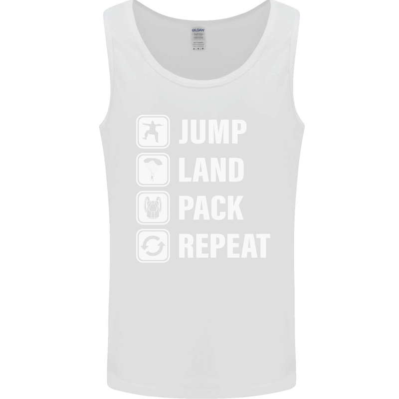 Skydiving Jump Land Pack Funny Skydiver Mens Vest Tank Top White