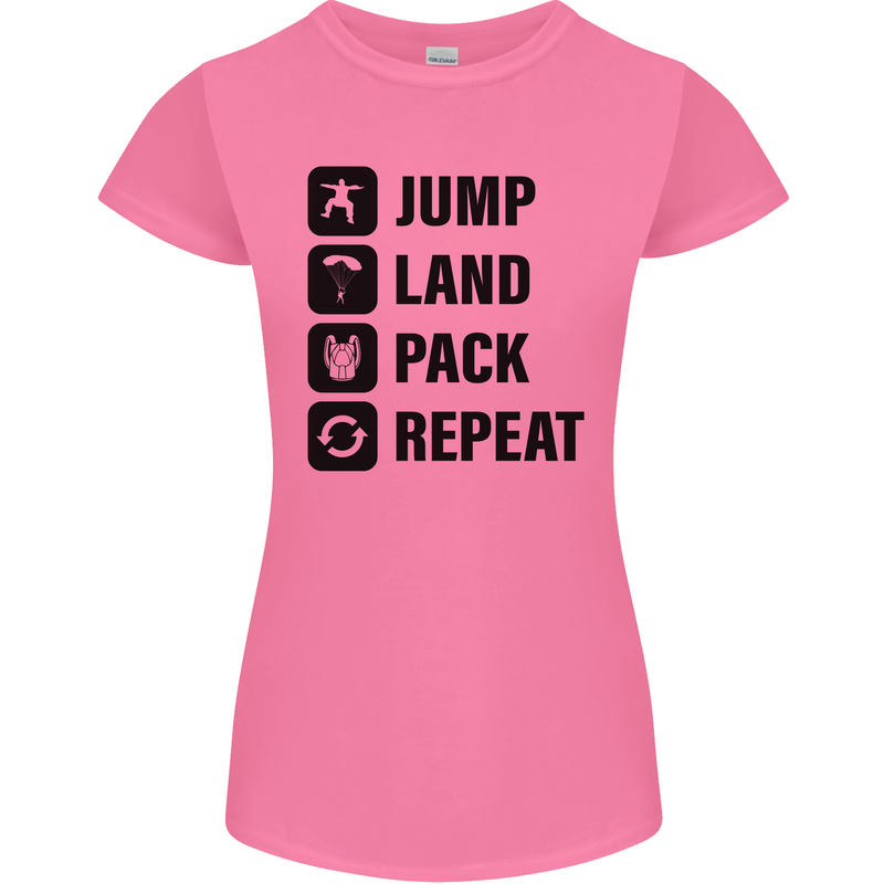 Skydiving Jump Land Pack Funny Skydiver Womens Petite Cut T-Shirt Azalea