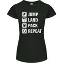 Skydiving Jump Land Pack Funny Skydiver Womens Petite Cut T-Shirt Black