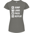 Skydiving Jump Land Pack Funny Skydiver Womens Petite Cut T-Shirt Charcoal